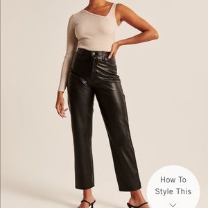 Abercrombie & Fitch Curve Love Vegan Leather Ankle Straight Pants
